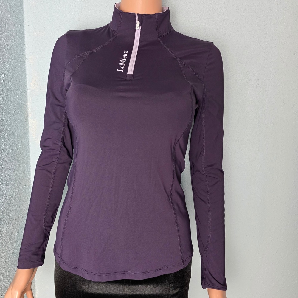 LeMieux Women Purple Quarter Zip Long Sleeve Equestrian Base Layer Top Size US 2